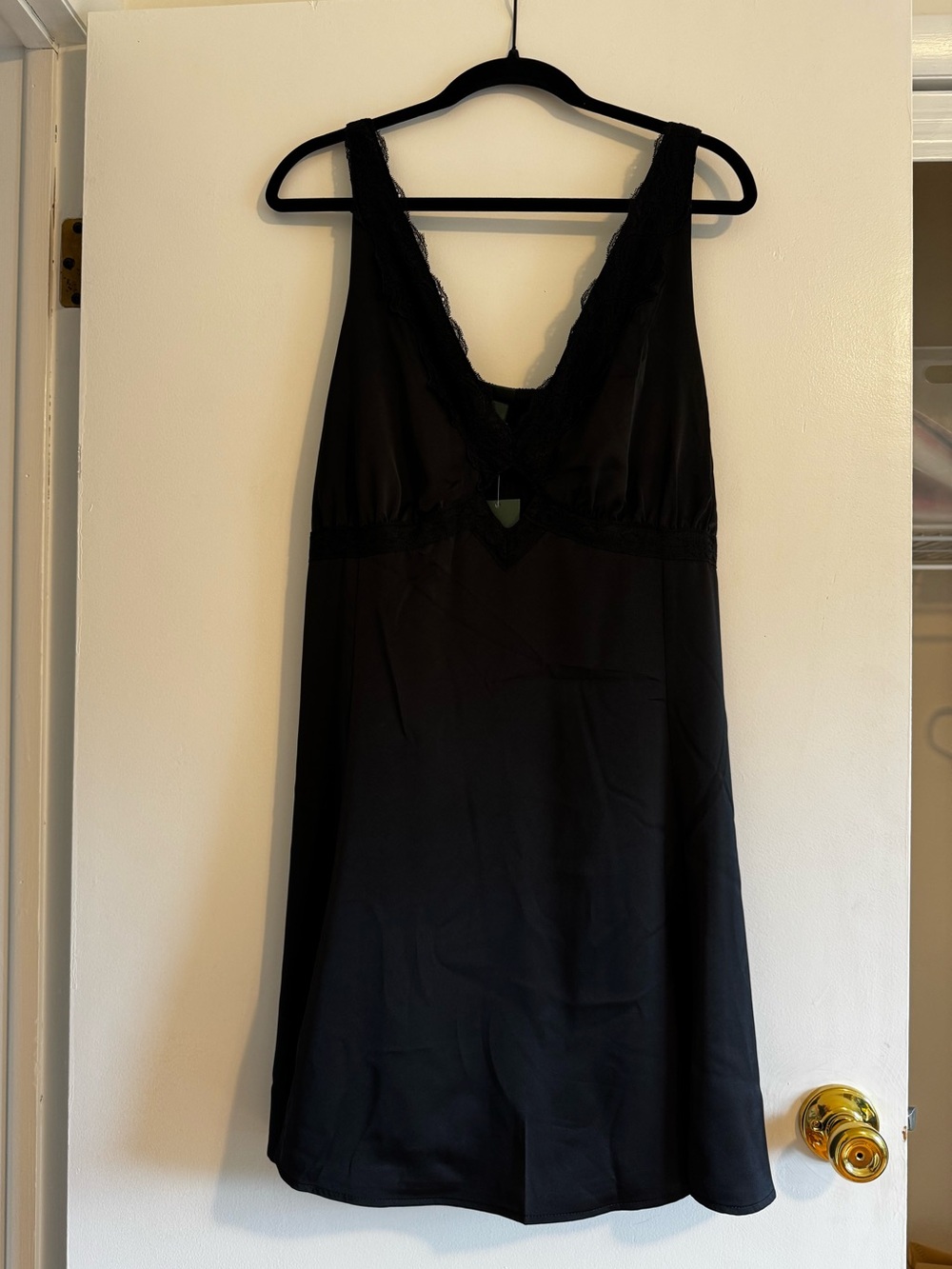 Women's Black Lace Trim Slip Dress